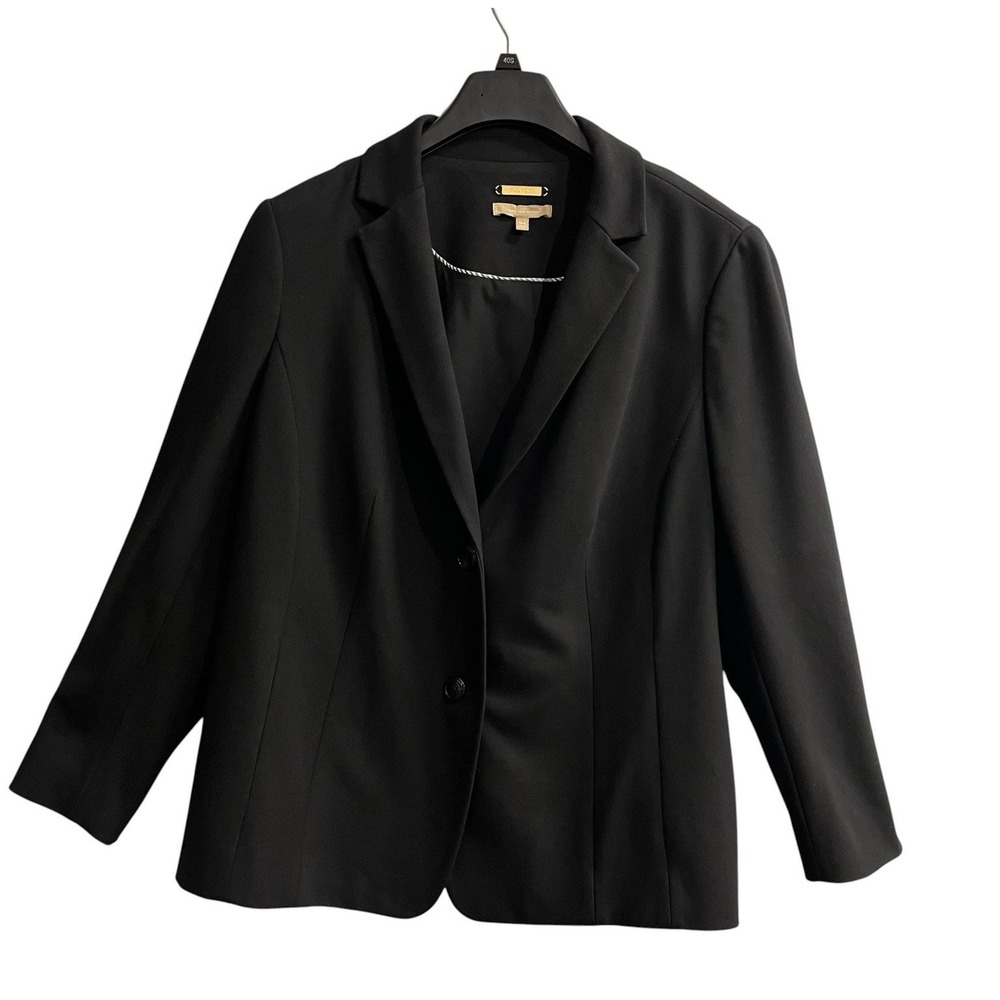 Talbots Blazer Black Fabric Knit Italy Jacket 18W Lined Office Career Neutral